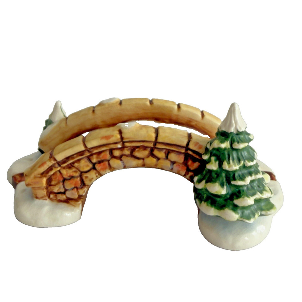 Hawthorne Village Hummel Goebel Bavarian Village Bridge Snow Figurine #91310